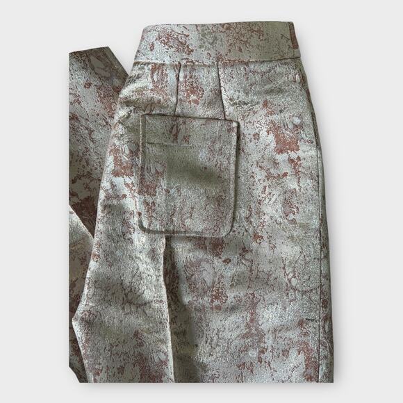 FIGUE Sioban Bronze Gold Metallic Brocade Straight Leg Trouser Dress Pants 8 - Picture 12 of 13